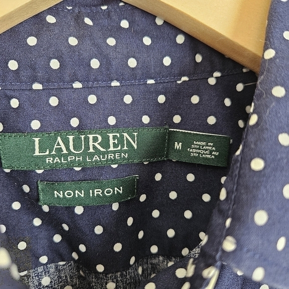 Ralph Lauren blouse dot polka navy size medium - Picture 3 of 6